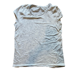 Lululemon Athletica White and Grey Fitted Sleeveless T-Shirt